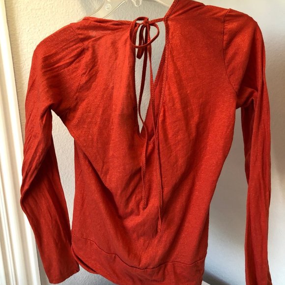 Moda International faux wrap top - orange, sparkly - Picture 2 of 6